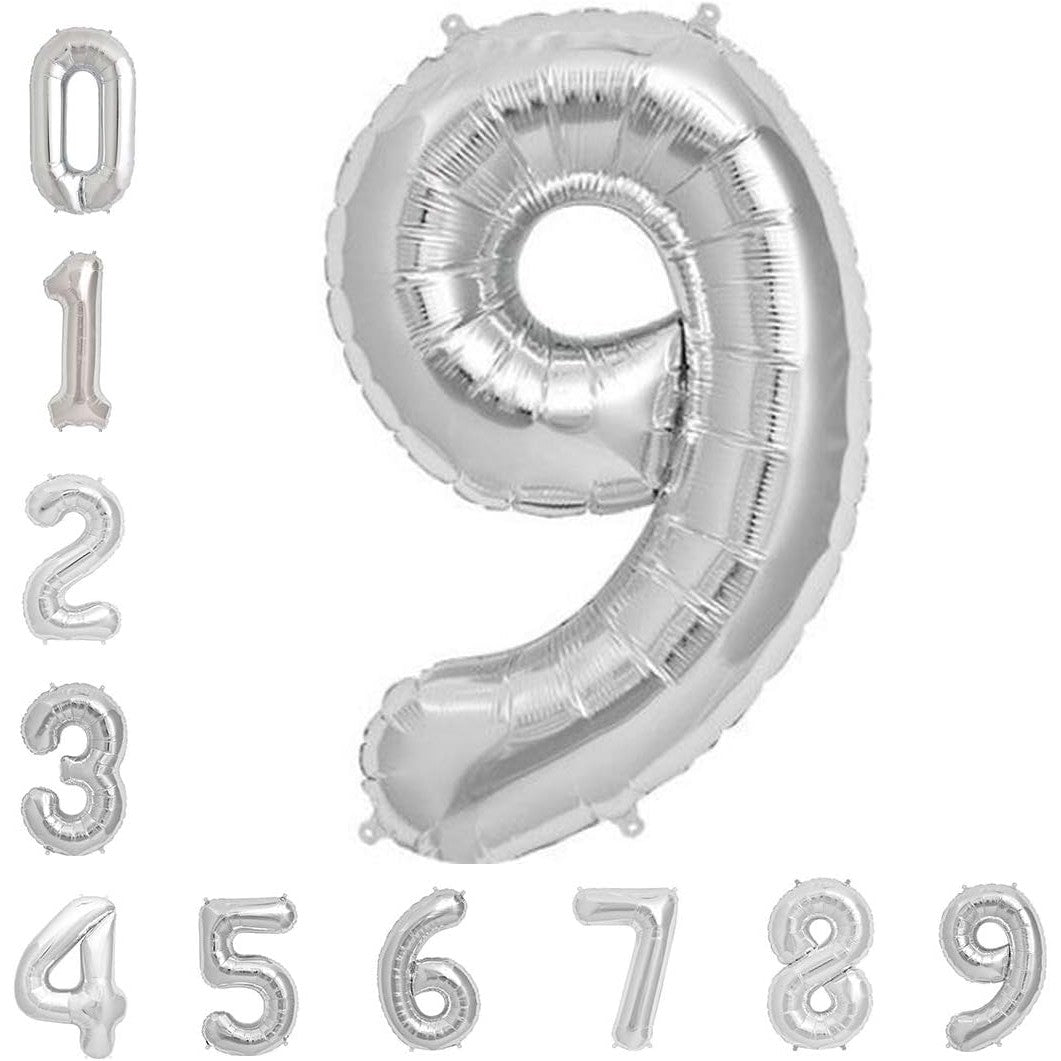 Balon Din Folie Metalizata Figurina Cifra, Tema Aniversare 40 Cm, Ambalaj Individual, Pai Inclus, Umflare Cu Aer Sau Heliu, Cifra 9