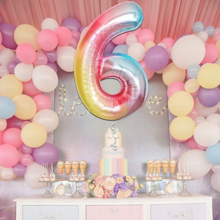 Balon Din Folie Metalizata Figurina Cifra, Tema Aniversare 40 Cm, Ambalaj Individual, Pai Inclus, Umflare Cu Aer Sau Heliu, Cifra 6