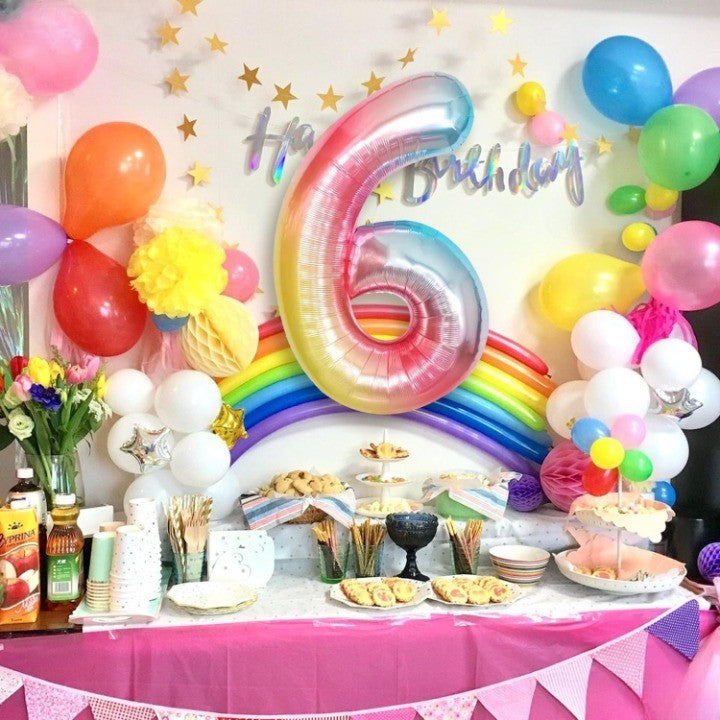 Balon Din Folie Metalizata Figurina Cifra, Tema Aniversare 40 Cm, Ambalaj Individual, Pai Inclus, Umflare Cu Aer Sau Heliu, Cifra 6