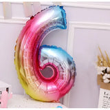 Balon Din Folie Metalizata Figurina Cifra, Tema Aniversare 40 Cm, Ambalaj Individual, Pai Inclus, Umflare Cu Aer Sau Heliu, Cifra 6
