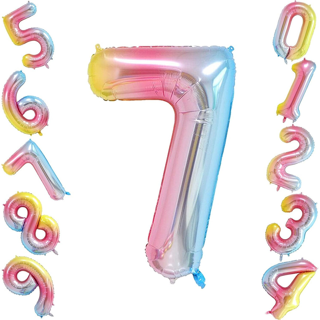 Balon Din Folie Metalizata Figurina Cifra, Tema Aniversare 40 Cm, Ambalaj Individual, Pai Inclus, Umflare Cu Aer Sau Heliu, Cifra 7