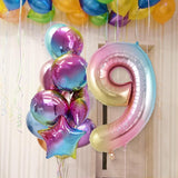 Balon Din Folie Metalizata Figurina Cifra, Tema Aniversare 40 Cm, Ambalaj Individual, Pai Inclus, Umflare Cu Aer Sau Heliu, Cifra 9