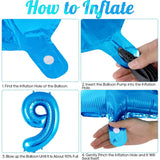 Balon Din Folie Metalizata Figurina Cifra, Tema Aniversare 40 Cm, Ambalaj Individual, Pai Inclus, Umflare Cu Aer Sau Heliu, Cifra 9