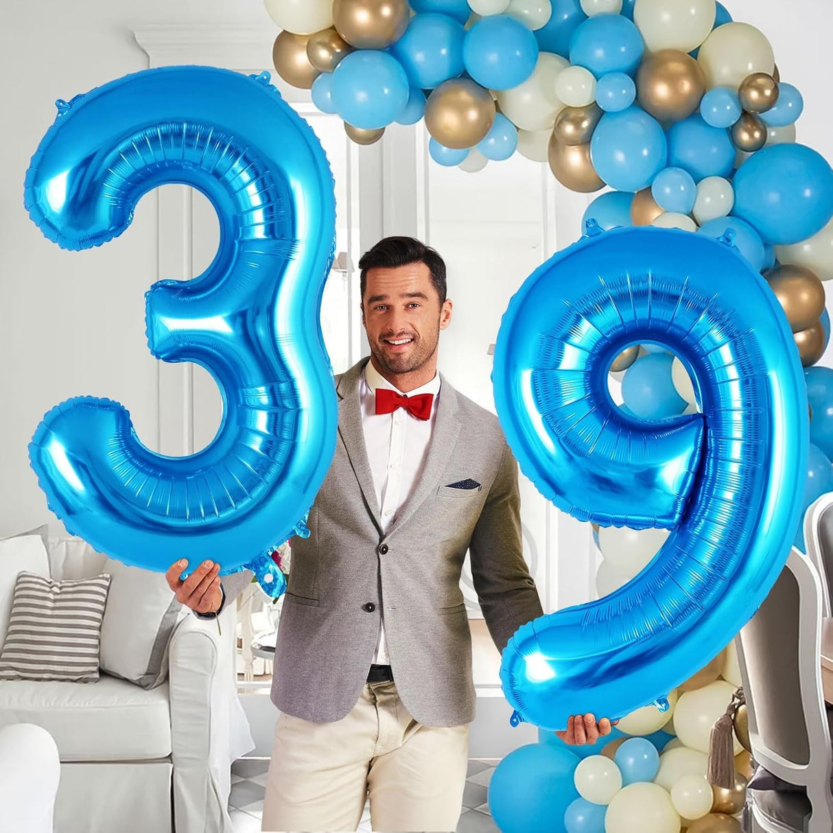 Balon Din Folie Metalizata Figurina Cifra, Tema Aniversare 40 Cm, Ambalaj Individual, Pai Inclus, Umflare Cu Aer Sau Heliu, Cifra 9
