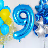 Balon Din Folie Metalizata Figurina Cifra, Tema Aniversare 40 Cm, Ambalaj Individual, Pai Inclus, Umflare Cu Aer Sau Heliu, Cifra 9