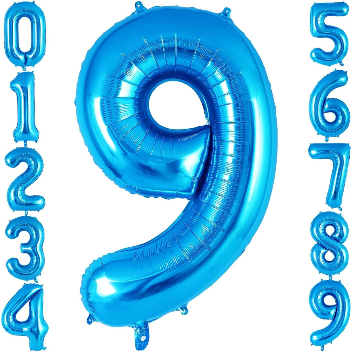 Balon Din Folie Metalizata Figurina Cifra, Tema Aniversare 40 Cm, Ambalaj Individual, Pai Inclus, Umflare Cu Aer Sau Heliu, Cifra 9