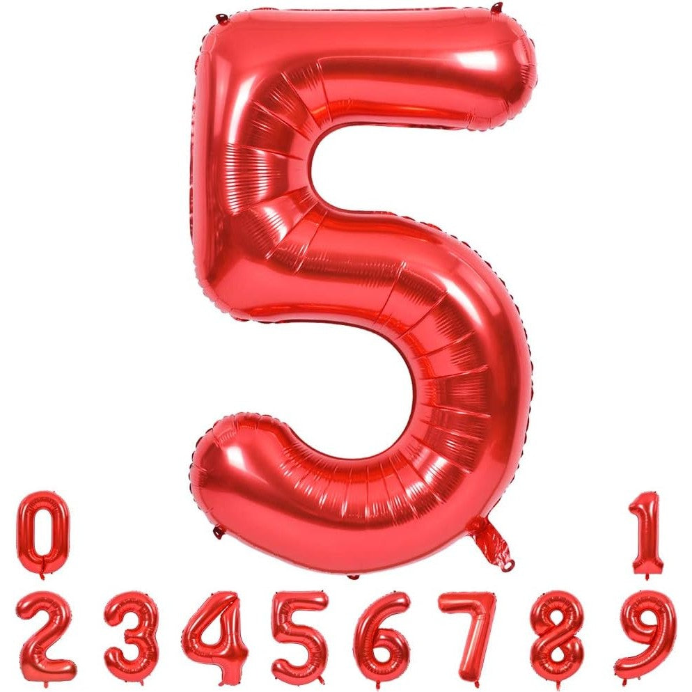 Balon Din Folie Metalizata Figurina Cifra, Tema Aniversare 40 Cm, Ambalaj Individual, Pai Inclus, Umflare Cu Aer Sau Heliu, Cifra 5 - vivimall.ro