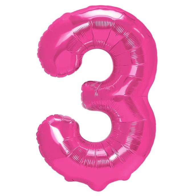 Balon Din Folie Metalizata Figurina Cifra, Tema Aniversare 40 Cm, Ambalaj Individual, Pai Inclus, Umflare Cu Aer Sau Heliu, Cifra 3 - vivimall.ro
