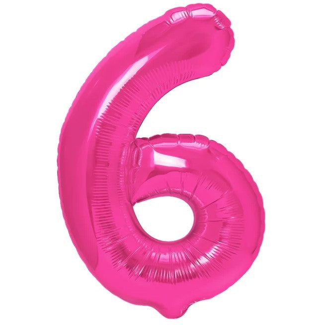 Balon Din Folie Metalizata Figurina Cifra, Tema Aniversare 40 Cm, Ambalaj Individual, Pai Inclus, Umflare Cu Aer Sau Heliu, Cifra 6 - vivimall.ro