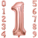 Balon Din Folie Metalizata Figurina Cifra, Tema Aniversare 40 Cm, Ambalaj Individual, Pai Inclus, Umflare Cu Aer Sau Heliu, Rose Gold, Cifra 1 - vivimall.ro