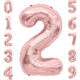 Balon Din Folie Metalizata Figurina Cifra, Tema Aniversare 40 Cm, Ambalaj Individual, Pai Inclus, Umflare Cu Aer Sau Heliu, Rose Gold, Cifra 2 - vivimall.ro