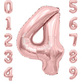 Balon Din Folie Metalizata Figurina Cifra, Tema Aniversare 40 Cm, Ambalaj Individual, Pai Inclus, Umflare Cu Aer Sau Heliu, Rose Gold, Cifra 4 - vivimall.ro