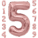 Balon Din Folie Metalizata Figurina Cifra, Tema Aniversare 80 Cm, Ambalaj Individual, Pai Inclus, Umflare Cu Aer Sau Heliu, Rose, Cifra 5 - vivimall.ro
