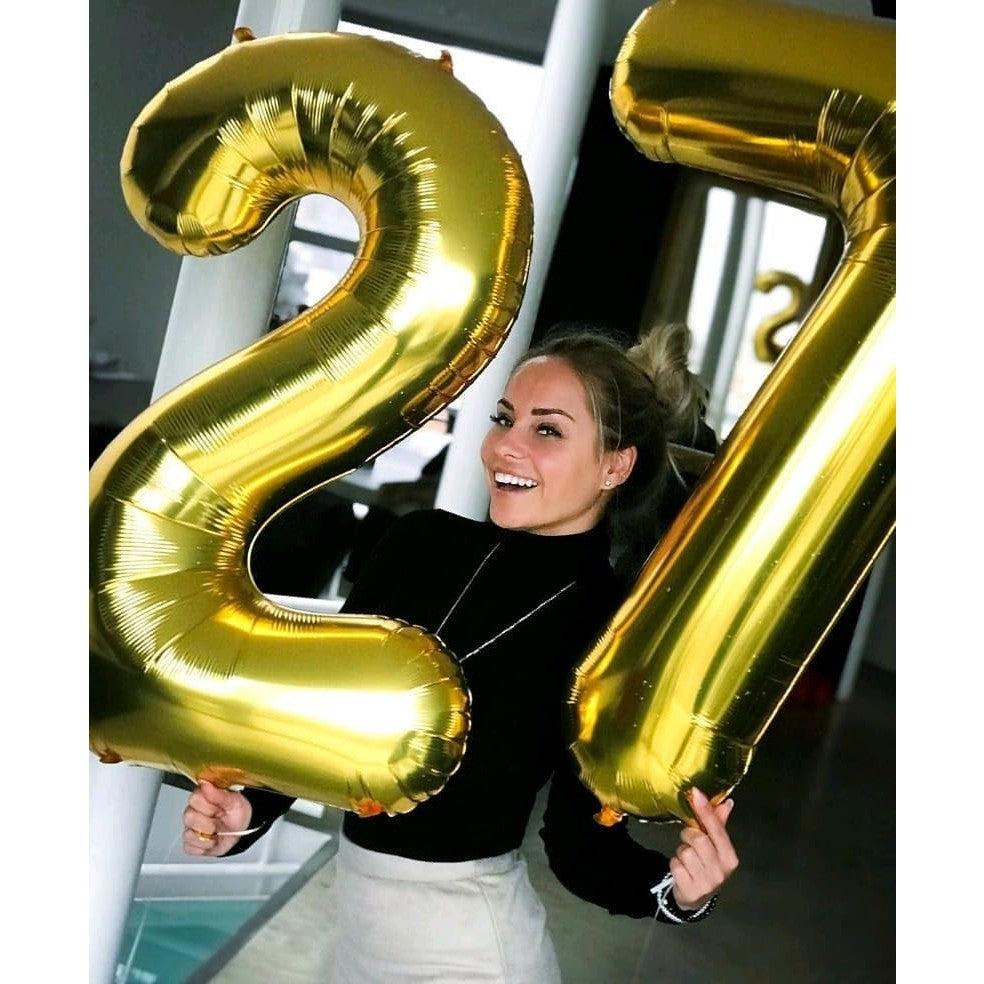 Balon Din Folie Metalizata Figurina Cifra, Tema Aniversare 40 Cm, Ambalaj Individual, Pai Inclus, Umflare Cu Aer Sau Heliu, Cifra 7 - vivimall.ro
