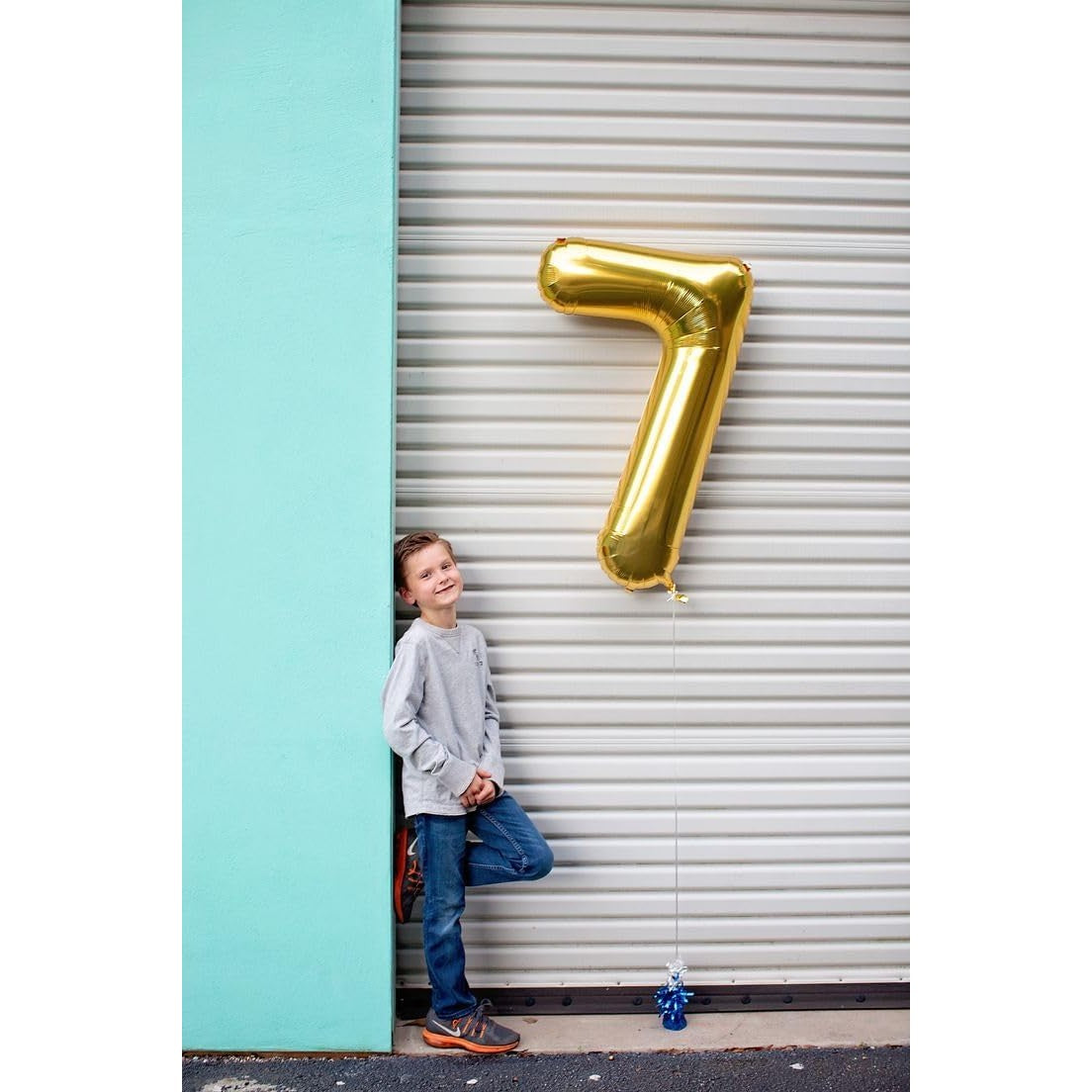 Balon Din Folie Metalizata Figurina Cifra, Tema Aniversare 40 Cm, Ambalaj Individual, Pai Inclus, Umflare Cu Aer Sau Heliu, Cifra 7 - vivimall.ro