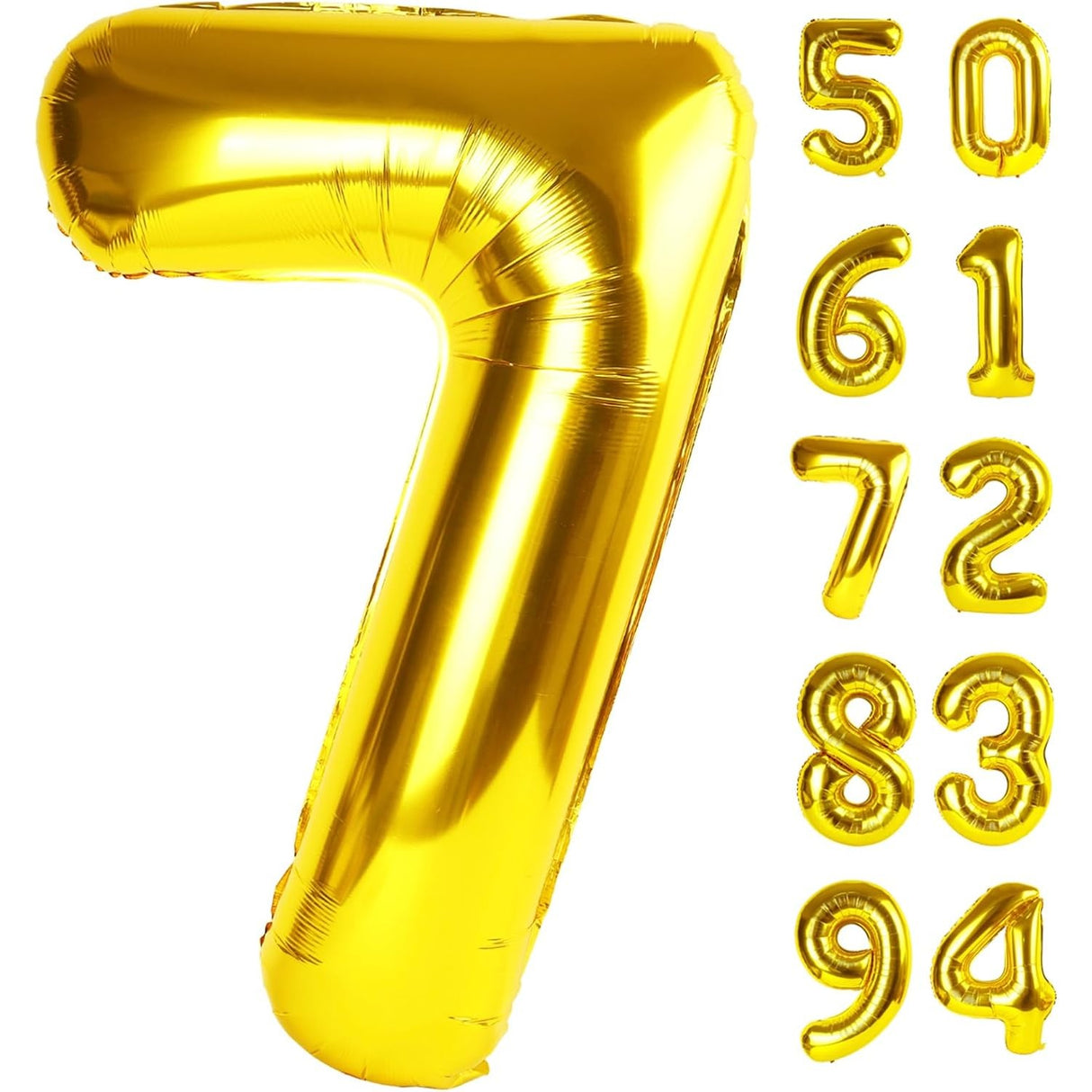 Balon Din Folie Metalizata Figurina Cifra, Tema Aniversare 40 Cm, Ambalaj Individual, Pai Inclus, Umflare Cu Aer Sau Heliu, Cifra 7 - vivimall.ro