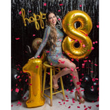 Balon Din Folie Metalizata Figurina Cifra, Tema Aniversare 40 Cm, Ambalaj Individual, Pai Inclus, Umflare Cu Aer Sau Heliu, Cifra 8 - vivimall.ro