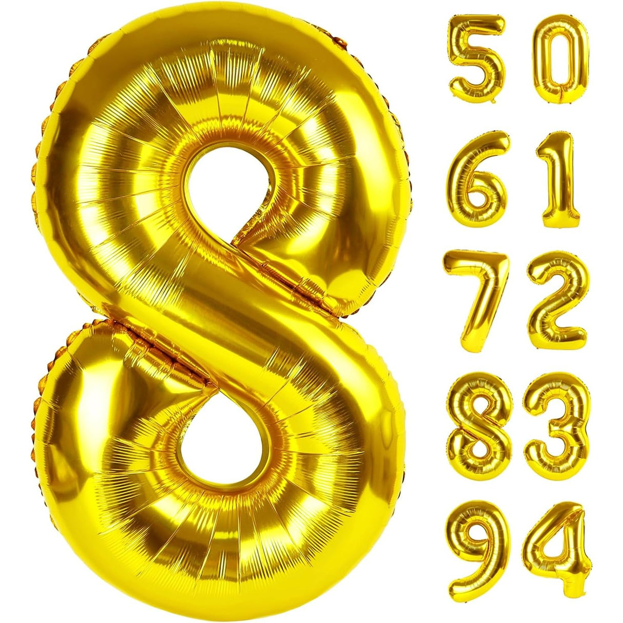 Balon Din Folie Metalizata Figurina Cifra, Tema Aniversare 40 Cm, Ambalaj Individual, Pai Inclus, Umflare Cu Aer Sau Heliu, Cifra 8 - vivimall.ro