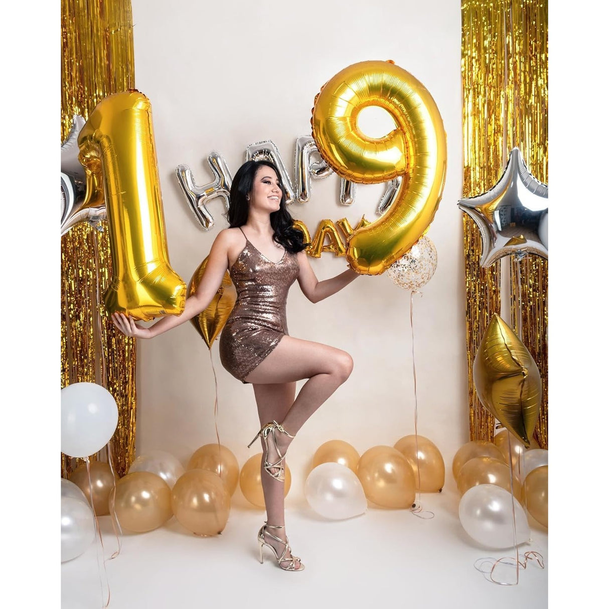Balon Din Folie Metalizata Figurina Cifra, Tema Aniversare 40 Cm, Ambalaj Individual, Pai Inclus, Umflare Cu Aer Sau Heliu, Cifra 9 - vivimall.ro