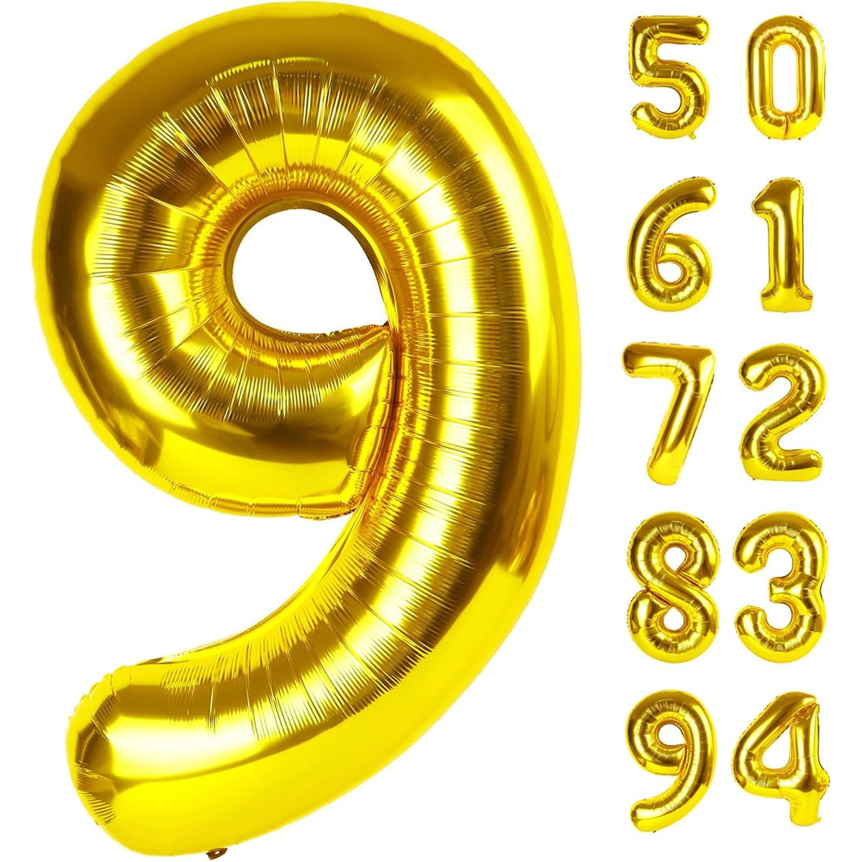 Balon Din Folie Metalizata Figurina Cifra, Tema Aniversare 40 Cm, Ambalaj Individual, Pai Inclus, Umflare Cu Aer Sau Heliu, Cifra 9 - vivimall.ro