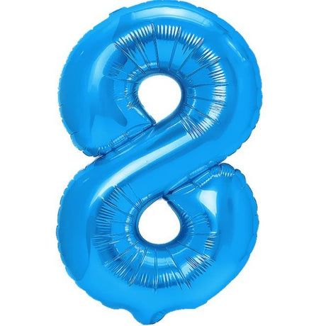 Balon Din Folie Metalizata, Figurina Cifra, Tema Aniversare 80 Cm, Ambalaj Individual, Pai Inclus, Umflare Cu Aer Sau Heliu, Cifra 8 - vivimall.ro
