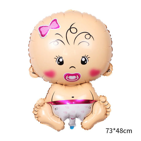 Balon din Folie Metalizata, Vivimall, Figurina Fetita, Tema Botez, 73x48 cm,  Ambalaj Individual, Pai Inclus, Umflare cu Aer sau Heliu, Roz