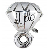 Balon Din Folie Metalizata, Figurina Inel De Logodna, Tema Nunta, 60 Cm, Ambalaj Individual, Pai Inclus, Umflare Cu Aer Sau Heliu - vivimall.ro