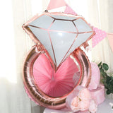 Balon Din Folie Metalizata, Figurina Inel De Logodna, Tema Nunta, 60 Cm, Ambalaj Individual, Pai Inclus, Umflare Cu Aer Sau Heliu - vivimall.ro
