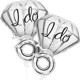 Balon Din Folie Metalizata, Figurina Inel De Logodna, Tema Nunta, 60 Cm, Ambalaj Individual, Pai Inclus, Umflare Cu Aer Sau Heliu - vivimall.ro