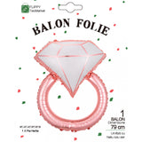 Balon Din Folie Metalizata, Figurina Inel De Logodna, Tema Nunta, 60 Cm, Ambalaj Individual, Pai Inclus, Umflare Cu Aer Sau Heliu - vivimall.ro