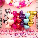 Balon Din Folie Metalizata, Figurina Inimioara, Model Simplu, Tematica Iubire, 40 Cm, Ambalaj Individual, Pai Inclus, Umflare Cu Aer Sau Heliu,
