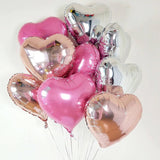Balon Din Folie Metalizata, Figurina Inimioara, Model Simplu, Tematica Iubire, 40 Cm, Ambalaj Individual, Pai Inclus, Umflare Cu Aer Sau Heliu,
