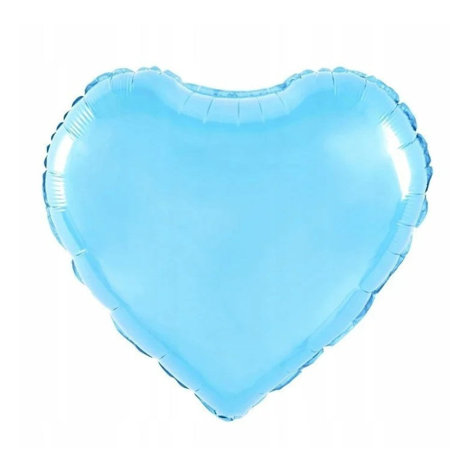 Balon din Folie Metalizata, Flippy, Figurina Inimioara, Model Simplu, Tematica Iubire, 40 cm, Ambalaj Individual, Pai Inclus, Umflare cu Aer sau Heliu, Bleu