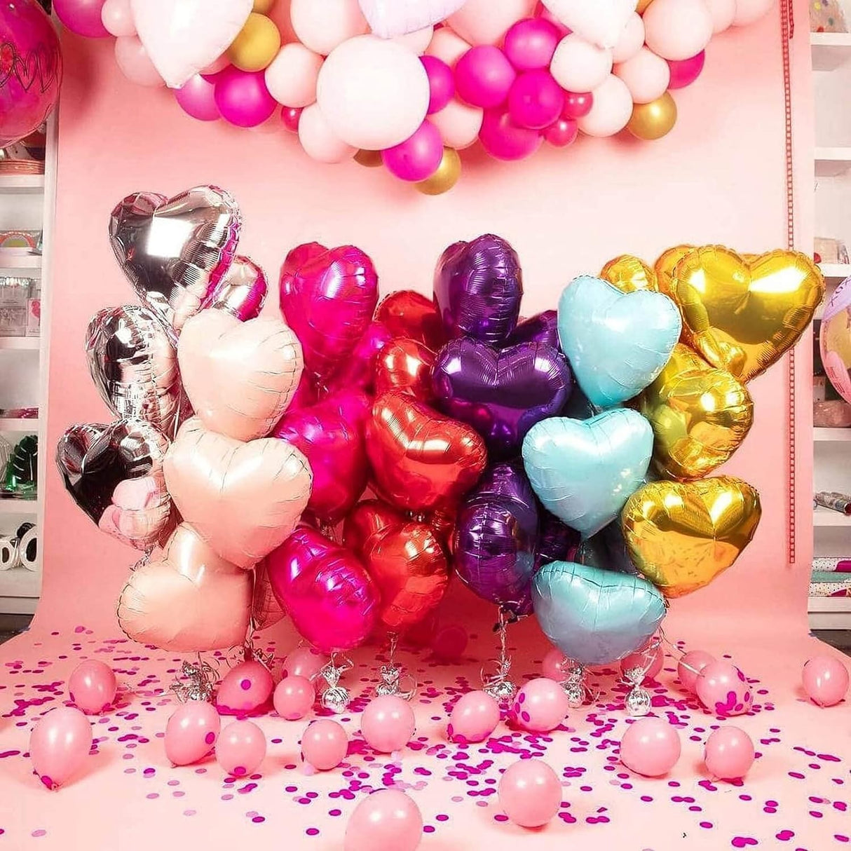 Balon Din Folie Metalizata, Figurina Inimioara, Model Simplu, Tematica Iubire, 40 Cm, Ambalaj Individual, Pai Inclus, Umflare Cu Aer Sau Heliu,