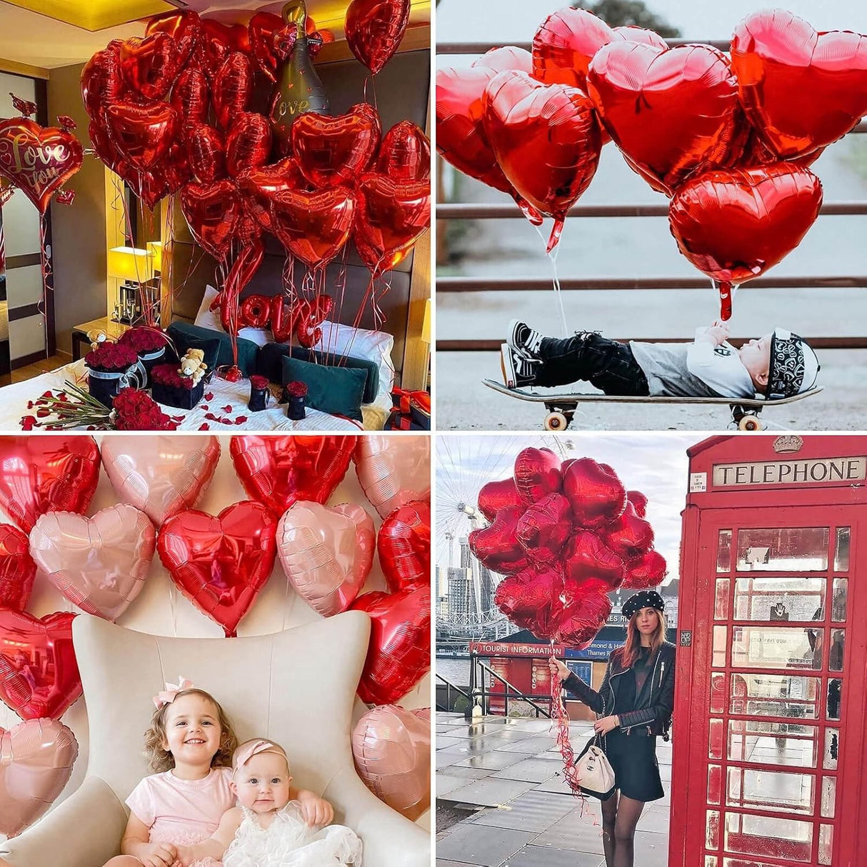 Balon Din Folie Metalizata, Figurina Inimioara, Model Simplu, Tematica Iubire, 40 Cm, Ambalaj Individual, Pai Inclus, Umflare Cu Aer Sau Heliu,