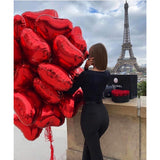 Balon Din Folie Metalizata, Figurina Inimioara, Model Simplu, Tematica Iubire, 40 Cm, Ambalaj Individual, Pai Inclus, Umflare Cu Aer Sau Heliu,