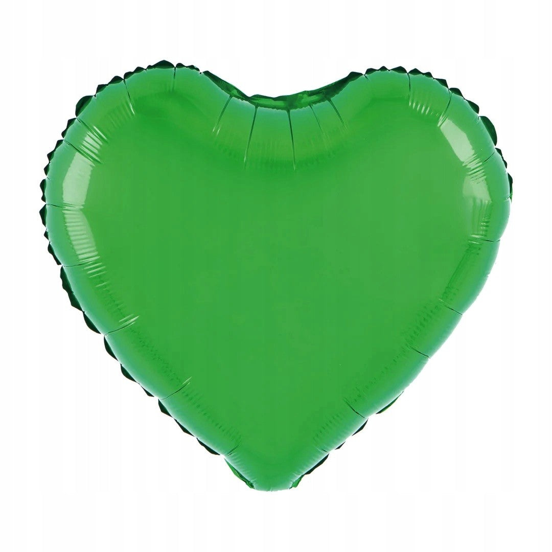Balon din Folie Metalizata, Vivimall, Figurina Inimioara, Model Simplu, Tematica Iubire, 40 cm, Ambalaj Individual, Pai Inclus, Umflare cu Aer sau Heliu, Verde