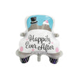 Balon din Folie Metalizata, Vivimall, Figurina Masina, Model Nunta Happily Ever After, Tema Nunta, 60 x 63 cm, Ambalaj Individual, Pai Inclus, Umflare cu Aer sau Heliu, Alb - vivimall.ro