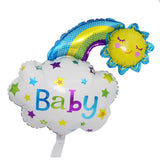 Balon Din Folie Metalizata, Figurina Soare Si Nor, Tema Botez, Ambalaj Individual, Pai Inclus, Umflare Cu Aer Sau Heliu