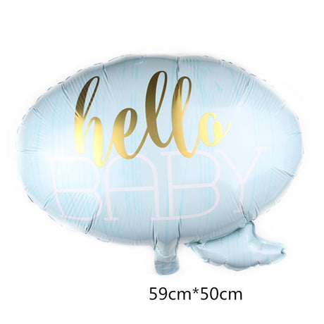 Balon din Folie Metalizata, Vivimall, Figurina Norisor, Tema Hello Baby , 59x50 cm, Ambalaj Individual, Pai Inclus, Umflare cu Aer sau Heliu, Albastru