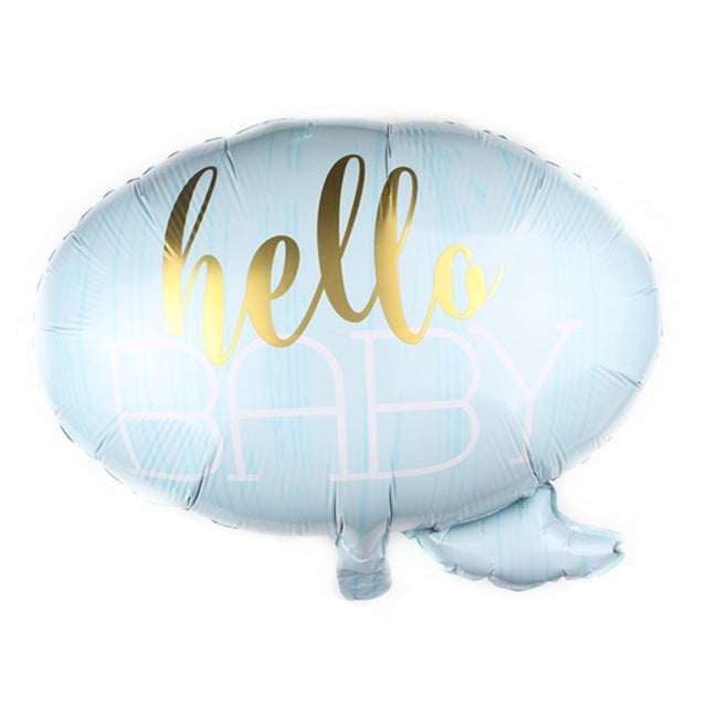Balon din Folie Metalizata, Vivimall, Figurina Norisor, Tema Hello Baby , 59x50 cm, Ambalaj Individual, Pai Inclus, Umflare cu Aer sau Heliu, Albastru - vivimall.ro