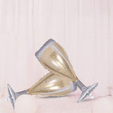 Balon din Folie Metalizata, Vivimall, Figurina Pahar de Sampanie, Tema Aniversare, 100x40 cm, Ambalaj Individual, Pai Inclus, Umflare cu Aer sau Heliu, Auriu