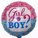 Balon din Folie Metalizata, Vivimall, Figurina Rotunda, Model Girl or Boy, Tema Gender Reveal, 45 cm, Ambalaj Individual, Pai Inclus, Umflare cu Aer sau Heliu, Albastru/Roz - vivimall.ro