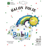 Balon din Folie Metalizata, Vivimall, Figurina Soare si Nor, Tema Botez, 60x53 cm, Ambalaj Individual, Pai Inclus, Umflare cu Aer sau Heliu, Albastru - vivimall.ro