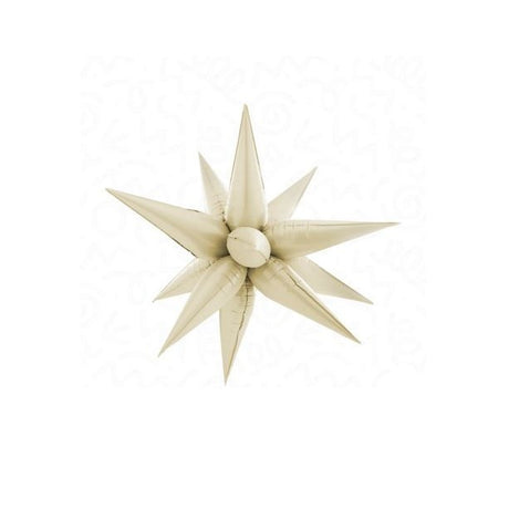 Balon Din Folie Metalizata, Figurina Stea 3D, 66 Cm, Ambalaj Individual, Pai Inclus, Umflare Cu Aer Sau Heliu, Crem - vivimall.ro