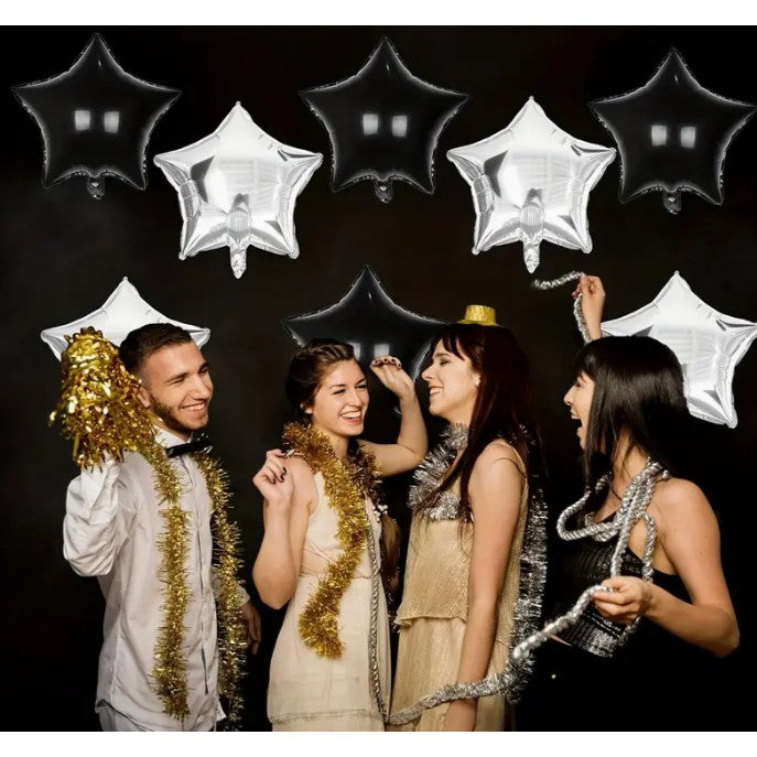 Balon Din Folie Metalizata, Figurina Stea, Model Simplu, Tematica Aniversare, 40 Cm, Ambalaj Individual, Pai Inclus, Umflare Cu Aer Sau Heliu,