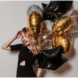 Balon Din Folie Metalizata, Figurina Stea, Model Simplu, Tematica Aniversare, 40 Cm, Ambalaj Individual, Pai Inclus, Umflare Cu Aer Sau Heliu,