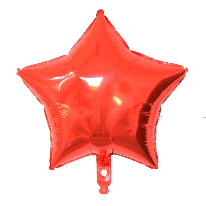 Balon Din Folie Metalizata, Figurina Stea, Model Simplu, Tematica Aniversare, 40 Cm, Ambalaj Individual, Pai Inclus, Umflare Cu Aer Sau Heliu,