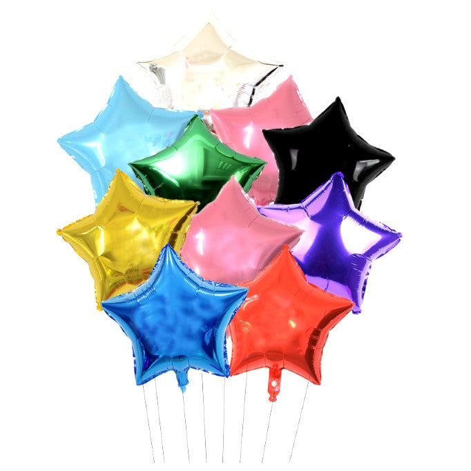 Balon Din Folie Metalizata, Figurina Stea, Model Simplu, Tematica Aniversare, 40 Cm, Ambalaj Individual, Pai Inclus, Umflare Cu Aer Sau Heliu,