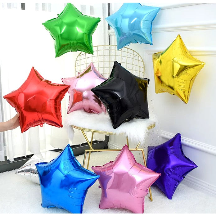 Balon Din Folie Metalizata, Figurina Stea, Model Simplu, Tematica Aniversare, 40 Cm, Ambalaj Individual, Pai Inclus, Umflare Cu Aer Sau Heliu,